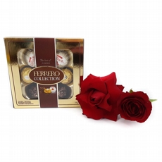 Bombons Ferrero Collection com Ramalhete de Duas Rosas