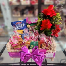 Cesta Caf com Rosas 