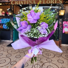 Buquezinho 3 Rosas Roxas