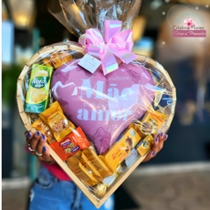 Cesta Cora��o Grande com Almofada M�e