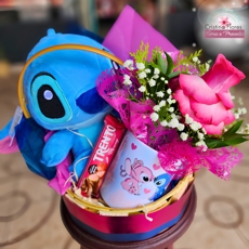 Cestinha Stitch com Flor