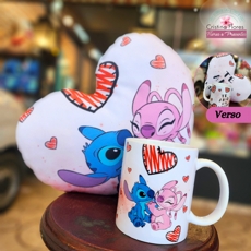 Kit Caneca e Almofada Stitch e Angel