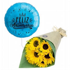 Surpresa 7 Girassois com Balao 