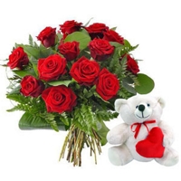 Buqu Amor Perfeito, Rosas Exportao e Urso Te Amo