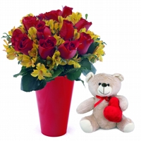 Fashion Red Vaso e Urso Corao