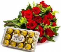 Buqu 18 rosas e Ferrero Rocher