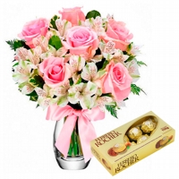 Vaso Rosas Cor-de-Rosa e Ferrero Rocher 8