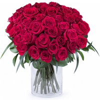 Vaso com 50 rosas vermelhas