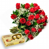 Maravilhosas 20 Rosas Vermelhas e Ferrero Rocher 8