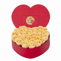 Arranjo de Rosas Nacionais Champanhe Flower Box Heart