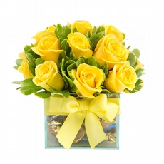 Arranjo de 12 Rosas amarelas Ouro Fino