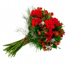 Buqu de Rosas Colombianas e Astromlias Paixo