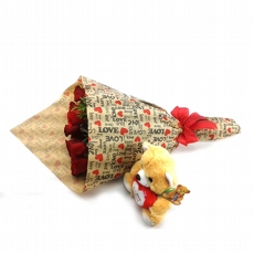 Buqu� de Rosas vermelhas Love + Pel�cia