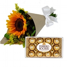 Buqu de Girassol com Ferrero