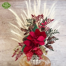 Arranjo de Natal com Poinsetias em Pea de Cermica.