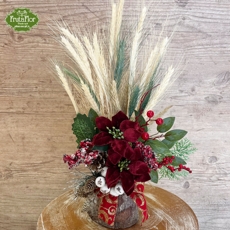 Arranjinho Natalino Poinsettia Vermelha no Tronquinho