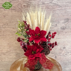 Arranjo Poinsettias em Pea de Cermica