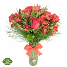 Buqu de Flores Vermelhas com Vaso