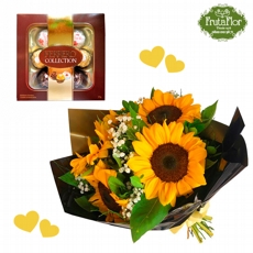Buqu de Girassol e Ferrero Rocher