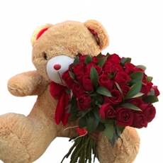 Combo 30 ROSAS COM PELUCIA GIGANTE 