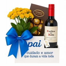 Kit - Flores, vinho e chocolate. Especial dia dos Pais 