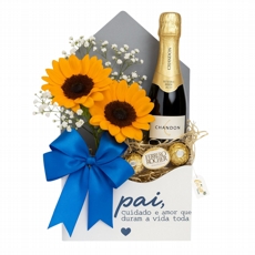 Kit - Girassois, Chocolates e Chandon