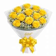 Buqu� Tradicional 12 Rosas Amarelas