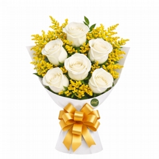 Buque com 6 Rosas Brancas 