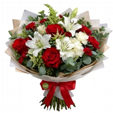 Buqu� de L�rios com Rosas Vermelhas 