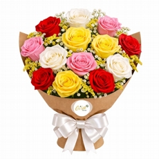 Buqu� especial com 12 rosas coloridas