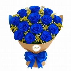 Buque especial com 12 rosas azuis 