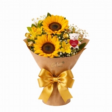 Duo de Girass�is com Ursinho