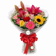  Buqu� Com Lirios, Rosas e Gerberas