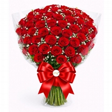 Buqu� Premium com 50 rosas vermelhas 