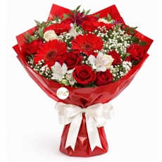 Buqu� Premium com Gerberas, Alstroemelias e Rosas