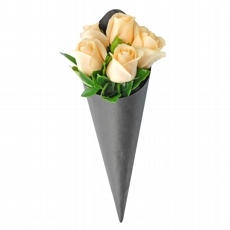 Arranjo Sofisticado Cone Black Roses Com 5 Lindas Rosas Champanhe
