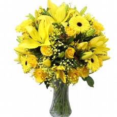 Super Arranjo De Flores Mista Na Cor Amarela