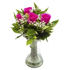 Lindo Arranjo De Rosa Cor De Rosa No Vaso De Vidro