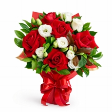Buqu� de 6 Rosas Colombianas e 6 Lisianthus