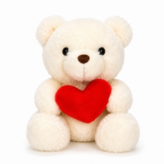 Pel�cia Teddy Branco M�dio com Cora��o