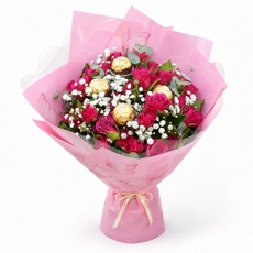 Buqu� Rosa Spray Pink com Ferrero Rocher