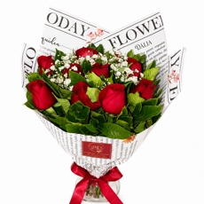 Buqu� com 10 Rosas Nacionais Vermelhas