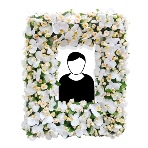 Quadro de Homenagem Rosas e Orquideas Brancas
