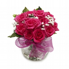 Arranjo de Rosa Pink e Gypso (10 unidades)