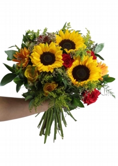 Buque de Girassis e Rosas Vermelhas Encanto