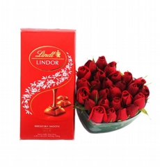 Corao de Rosas Vermelhas + Chocolate
