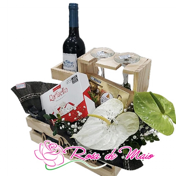 Cesta de Vinho e Chocolate DP 01