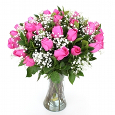 Encanto De Rosas rosa No Vaso De Vidro-produto pede variar de cor