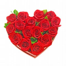 Corao de Amor Com Rosas Vermelhas - 12 unidades