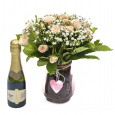 ARRANJO DE ROSAS SPRAY COR DE ROSA COM CHANDON